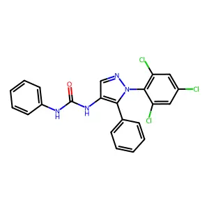 N-phenyl-N'-[5-phenyl-1-(2,4,6-trichlorophenyl)-1H-pyrazol-4-yl]urea structure