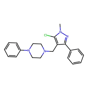 1-[(5-chloro-1-methyl-3-phenyl-1H-pyrazol-4-yl)methyl]-4-phenylpiperazine structure