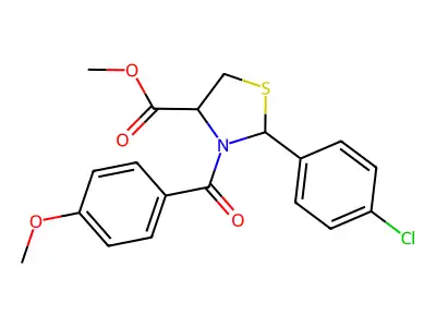Methyl 2-(4-chlorophenyl)-3-(4-methoxybenzoyl)-1,3-thiazolane-4-carboxylate structure