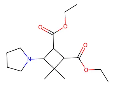 Diethyl 3,3-dimethyl-4-(1-pyrrolidinyl)-1,2-cyclobutanedicarboxylate structure