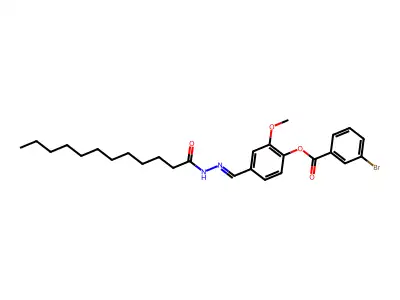 [4-[(Dodecanoylhydrazinylidene)methyl]-2-methoxyphenyl] 3-bromobenzoate structure