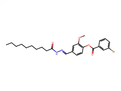 [4-[(Decanoylhydrazinylidene)methyl]-2-methoxyphenyl] 3-bromobenzoate structure