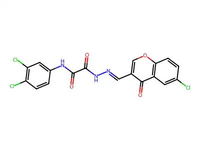 N'-[(6-chloro-4-oxo-chromen-3-yl)methylideneamino]-N-(3,4-dichlorophenyl)oxamide structure