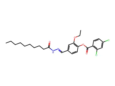 [4-[(Decanoylhydrazinylidene)methyl]-2-ethoxyphenyl] 2,4-dichlorobenzoate structure