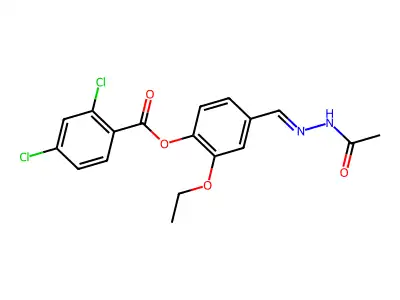 [4-[(Acetylhydrazinylidene)methyl]-2-ethoxyphenyl] 2,4-dichlorobenzoate structure