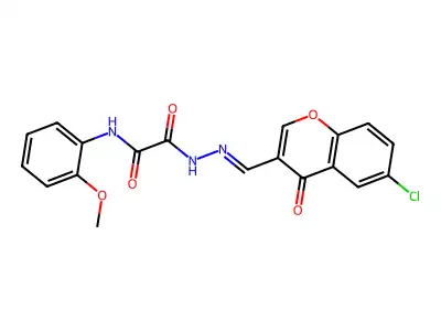 N'-[(6-chloro-4-oxo-chromen-3-yl)methylideneamino]-N-(2-methoxyphenyl)oxamide structure