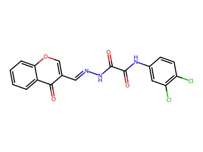 N-(3,4-dichlorophenyl)-N'-[(4-oxochromen-3-yl)methylideneamino]oxamide structure