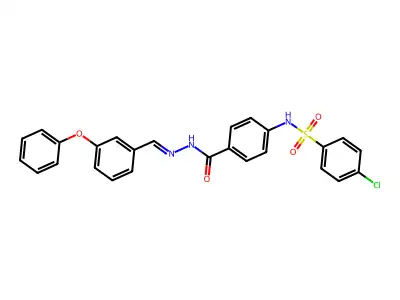 4-[(4-chlorophenyl)sulfonylamino]-N-[(3-phenoxyphenyl)methylideneamino]benzamide structure