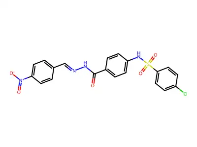 4-[(4-chlorophenyl)sulfonylamino]-N-[(4-nitrophenyl)methylideneamino]benzamide structure