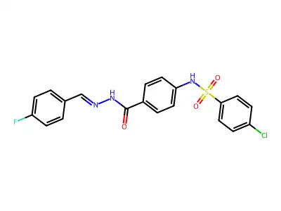 4-[(4-chlorophenyl)sulfonylamino]-N-[(4-fluorophenyl)methylideneamino]benzamide structure