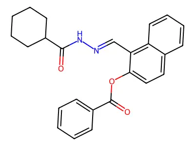 [1-[(Cyclohexanecarbonylhydrazinylidene)methyl]naphthalen-2-yl] benzoate structure