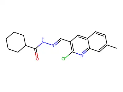 N'-[(E)-(2-chloro-7-methylquinolin-3-yl)methylidene]cyclohexanecarbohydrazide structure