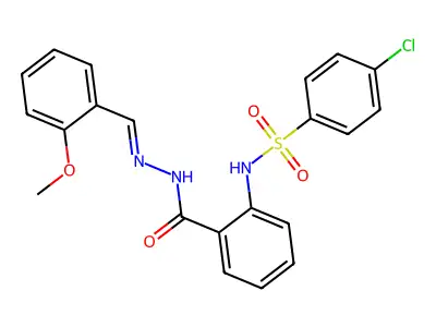 2-[(4-chlorophenyl)sulfonylamino]-N-[(2-methoxyphenyl)methylideneamino]benzamide structure