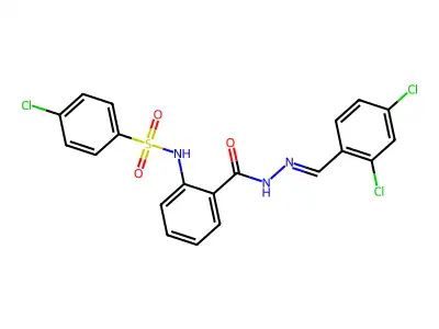 2-[(4-chlorophenyl)sulfonylamino]-N-[(2,4-dichlorophenyl)methylideneamino]benzamide structure