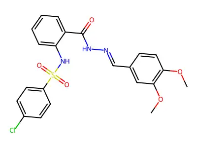 2-[(4-chlorophenyl)sulfonylamino]-N-[(3,4-dimethoxyphenyl)methylideneamino]benzamide structure