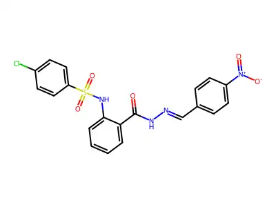 2-[(4-chlorophenyl)sulfonylamino]-N-[(4-nitrophenyl)methylideneamino]benzamide structure
