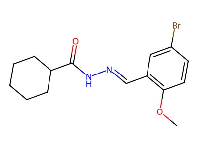 N-[(5-bromo-2-methoxyphenyl)methylideneamino]cyclohexanecarboxamide structure