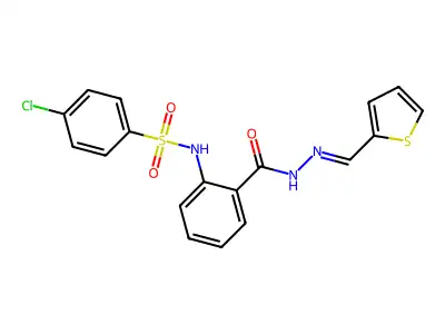 2-[(4-chlorophenyl)sulfonylamino]-N-(thiophen-2-ylmethylideneamino)benzamide structure