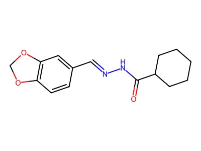 N-(1,3-benzodioxol-5-ylmethylideneamino)cyclohexanecarboxamide structure