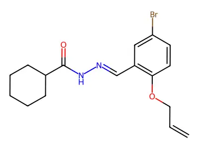 N-[(5-bromo-2-prop-2-enoxyphenyl)methylideneamino]cyclohexanecarboxamide structure
