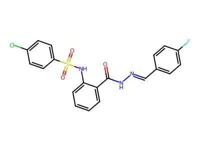2-[(4-chlorophenyl)sulfonylamino]-N-[(4-fluorophenyl)methylideneamino]benzamide structure