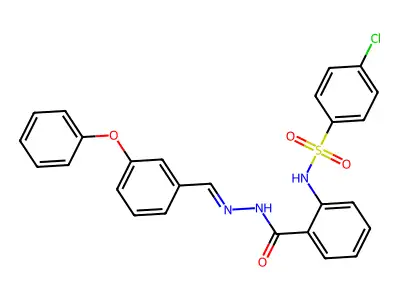 2-[(4-chlorophenyl)sulfonylamino]-N-[(3-phenoxyphenyl)methylideneamino]benzamide structure