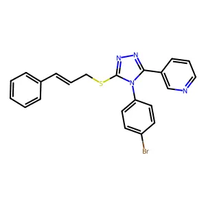 3-(4-(4-Bromophenyl)-5-(cinnamylthio)-4H-1,2,4-triazol-3-YL)pyridine structure