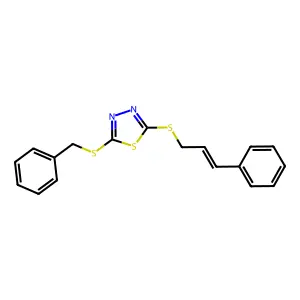 2-(Benzylthio)-5-(cinnamylthio)-1,3,4-thiadiazole structure