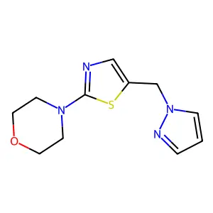 4-[5-(1H-pyrazol-1-ylmethyl)-1,3-thiazol-2-yl]morpholine structure