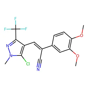 (2Z)-3-[5-chloro-1-methyl-3-(trifluoromethyl)-1H-pyrazol-4-yl]-2-(3,4-dimethoxyphenyl)prop-2-enenitrile structure