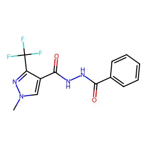 N'-benzoyl-1-methyl-3-(trifluoromethyl)-1H-pyrazole-4-carbohydrazide structure