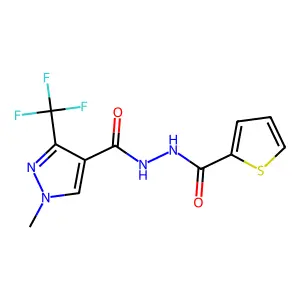 N'-{[1-methyl-3-(trifluoromethyl)-1H-pyrazol-4-yl]carbonyl}-2-thiophenecarbohydrazide structure