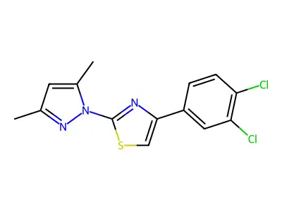 4-(3,4-dichlorophenyl)-2-(3,5-dimethyl-1H-pyrazol-1-yl)-1,3-thiazole structure