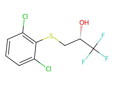 (2R)-3-[(2,6-dichlorophenyl)sulfanyl]-1,1,1-trifluoro-2-propanol structure