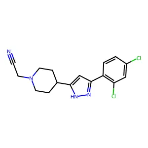 2-{4-[5-(2,4-dichlorophenyl)-1H-pyrazol-3-yl]piperidino}acetonitrile structure