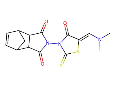 4-{5-[(dimethylamino)methylene]-4-oxo-2-thioxo-1,3-thiazolan-3-yl}-4-azatricyclo[5.2.1.0~2,6~]dec-8-ene-3,5-dione structure