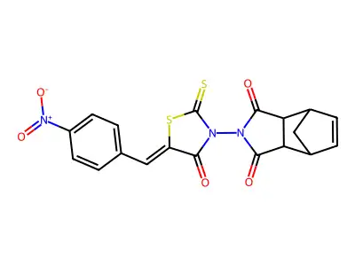 4-{5-[(4-nitrophenyl)methylene]-4-oxo-2-thioxo-1,3-thiazolan-3-yl}-4-azatricyclo[5.2.1.0~2,6~]dec-8-ene-3,5-dione structure