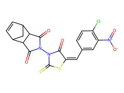 4-[5-[(4-Chloro-3-nitrophenyl)methylidene]-4-oxo-2-sulfanylidene-1,3-thiazolidin-3-yl]-4-azatricyclo[5.2.1.02,6]dec-8-ene-3,5-dione structure