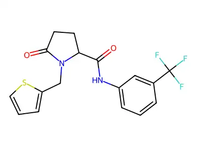 5-oxo-1-(2-thienylmethyl)-N-[3-(trifluoromethyl)phenyl]-2-pyrrolidinecarboxamide structure