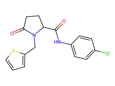 N-(4-chlorophenyl)-5-oxo-1-(2-thienylmethyl)-2-pyrrolidinecarboxamide structure