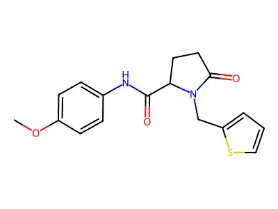 N-(4-methoxyphenyl)-5-oxo-1-(2-thienylmethyl)-2-pyrrolidinecarboxamide structure
