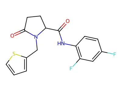 N-(2,4-difluorophenyl)-5-oxo-1-(2-thienylmethyl)-2-pyrrolidinecarboxamide structure