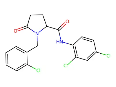1-[(2-chlorophenyl)methyl]-N-(2,4-dichlorophenyl)-5-oxopyrrolidine-2-carboxamide structure