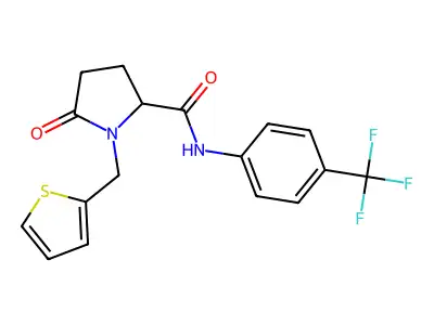 5-oxo-1-(2-thienylmethyl)-N-[4-(trifluoromethyl)phenyl]-2-pyrrolidinecarboxamide structure