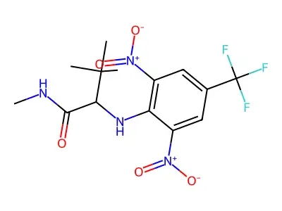 2-[2,6-dinitro-4-(trifluoromethyl)anilino]-N,3,3-trimethylbutanamide structure