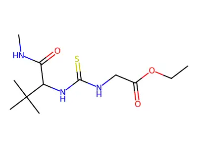 ethyl 2-{[({2,2-dimethyl-1-[(methylamino)carbonyl]propyl}amino)carbothioyl]amino}acetate structure