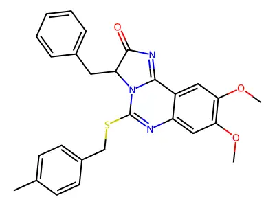 3-benzyl-8,9-dimethoxy-5-[(4-methylbenzyl)sulfanyl]imidazo[1,2-c]quinazolin-2(3H)-one structure
