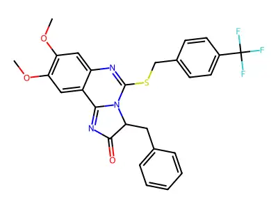 3-benzyl-8,9-dimethoxy-5-{[4-(trifluoromethyl)benzyl]sulfanyl}imidazo[1,2-c]quinazolin-2(3H)-one structure