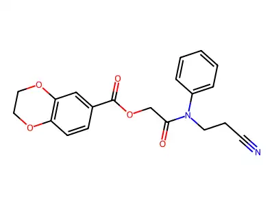 [2-[N-(2-cyanoethyl)anilino]-2-oxoethyl] 2,3-dihydro-1,4-benzodioxine-6-carboxylate structure