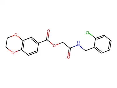 [2-[(2-chlorophenyl)methylamino]-2-oxoethyl] 2,3-dihydro-1,4-benzodioxine-6-carboxylate structure